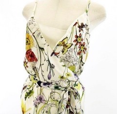 Gucci Floral Strap Wrap Dress Waist Ribbon Camisole Flower Silk 100% Size 40 JP