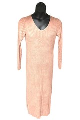 Barefoot Dreams CozyChic Ultra Lite Long Sleeve V Ribbed Dress Rose