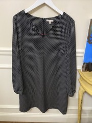 Lila Rose Shift Dress Size 14 EUC Black White Long Sleeve Knee Length