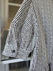 LOFT Women&rsquo;s Black/White Gingham Fit & Flare Scoop Neck Puff Sleeve M