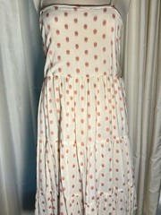 Women&rsquo;s Cream and Pink Polka Dot Tiered Spaghetti Strap Dress