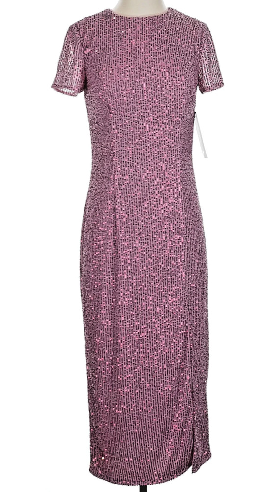 New JS Collections MSRP $298 pink sequin women’s 4 cocktail business dress gown