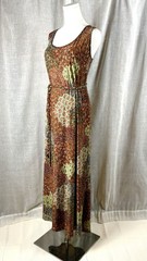 Perception Y2k Maxi Dress With Braided Belt Exotic Feather Print Packable Sz XL