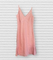 ANN TAYLOR 100% Linen Pleated Lined Midi Dress 0 Petite Lace Neckline