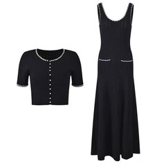 AUTHENTIC Sandro Women Pearl Sleeveless Backless Knit Cardigan Straps Dress SML