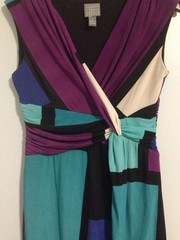 Rabbit Rabbit Rabbit Designs Jade & Purple Geometric Twist-Front DressSz 8