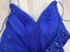 Blue Sequence Spaghetti Strap Homecoming Formal Dress Women&rsquo;s Size 6 EXCELLENT