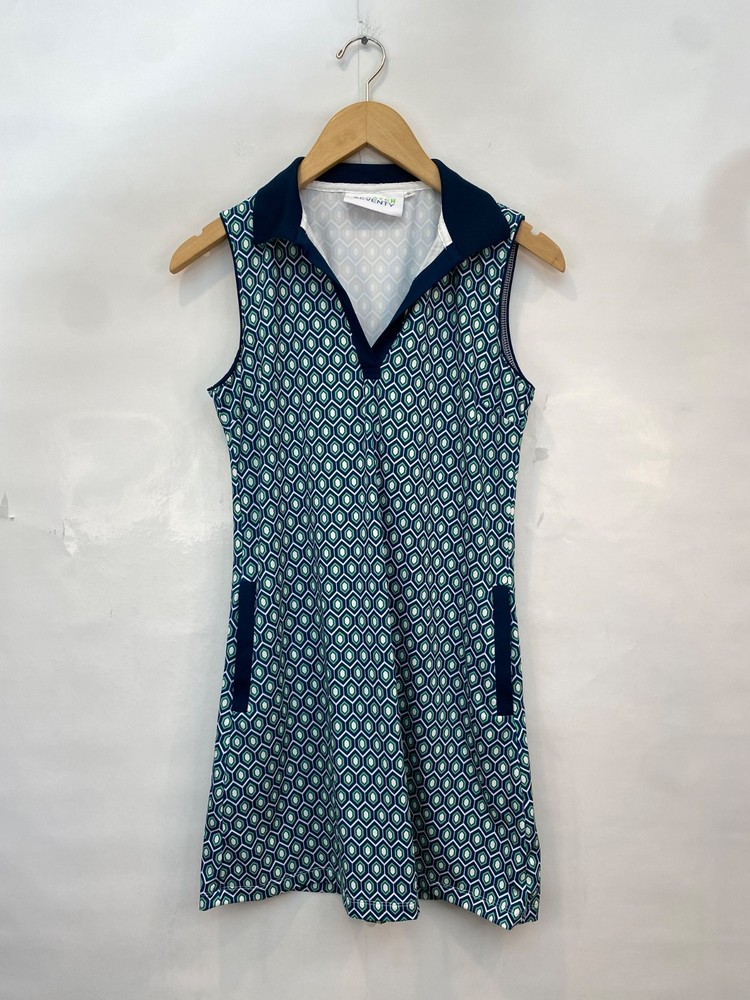 Scratch Seventy Sleeveless Collared Golf Dress Mini Length Green Blue Size Small