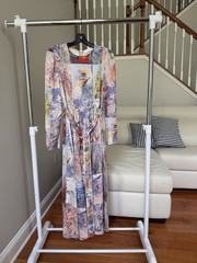 Zimmermann Multicolor Floral Bird Silk Chiffon Maxi Dress Long Sleeve Size 1