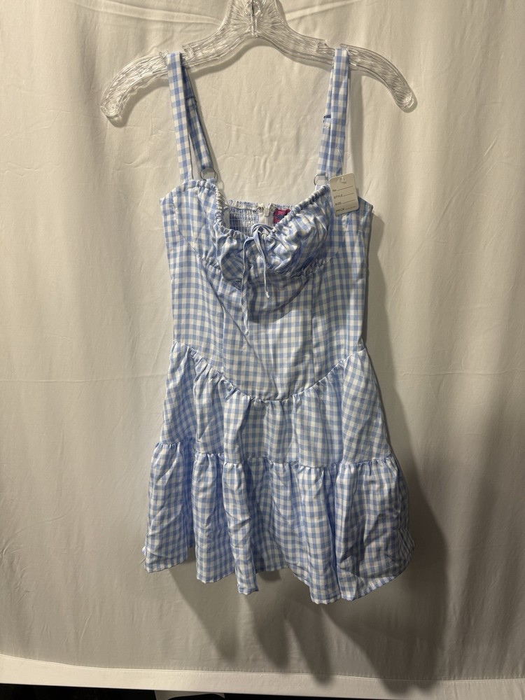 Edikted Blue And White Checkered Dress Size S