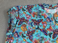 Laurel Burch Flying Colors Butterflies Caftan Dress One Size Maxi Art-Wear 80s
