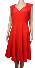 Calvin Klein Red V- Neck sleeveless A -Line Lined dress Size 6