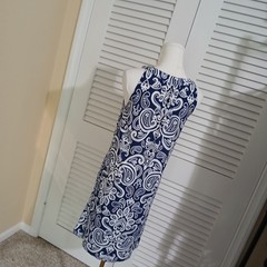 Apt 9 Small Halter Style Beaded Rounded-v-Neck Royal Blue White paisley A-line