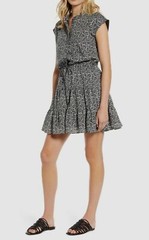 $385 Rebecca Minkoff Women&rsquo;s Black Floral Ollie Ruffled Cotton Mini Dress Size S