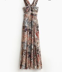 Draped Beige Patterned Dress. H&M Studio Capsule Collection. Sz M. NWT. SOLD OUT