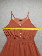 PrettyGarden Women Maxi Dress L Rust Orange 100% Polyester Sleeveless Summer