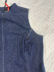 SPANX 1X Plus Size Denim Look Sleeveless Shaping Dress Blue Stretch Pockets EUC