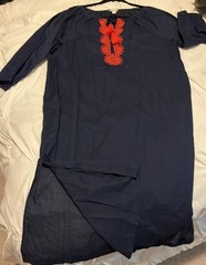 J. Crew Embroidered Dress/Cover-up Women’s Blue 3/4 Sleeve Cotton S/M