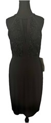 Nightway Black Lace Sequin Halter Mini Cocktail Classic Sexy Dress Sz 8
