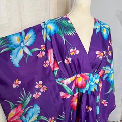 NWT Royal Creations Hawaii Kaftan Maxi Dress Tropical Floral Purple Kimono OS