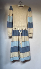 Vintage Crissa Womens Colorblock Sweater Dress Size 10 Mohair Blend Brown Blue