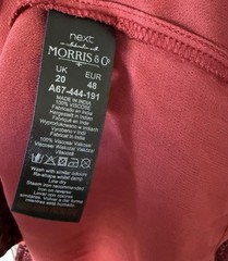 Next Morris & Co Marigold Print Red Burgundy Short Midi Shirt Belt Dress Size 20