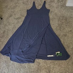 NWT Halara U-Neck Low Back Split Summer Sun Dress Womens L Blue Resortwear NWT