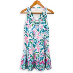 Lilly Pulitzer Luxletic Mixed Doubles Dress Womens L White Floral Tennis Resort