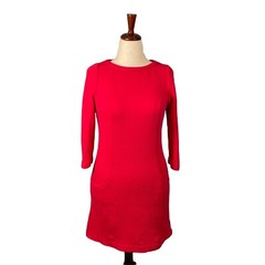 Boden Ribbed Knit Sheath Dress Pockets 3/4 Sleeve In Red Size 4 Classic Modern