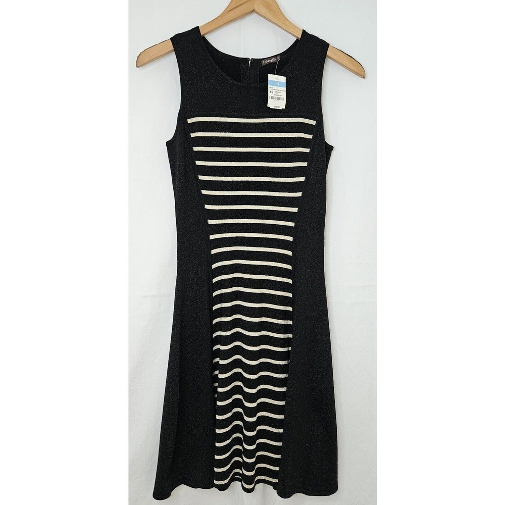 J.McLaughlin Emilie Dress Womens XS Sleeveless Knit Black/Gold Metallic Tank