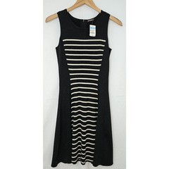 J.McLaughlin Emilie Dress Womens XS Sleeveless Knit Black/Gold Metallic Tank