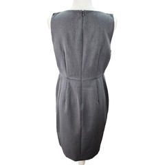 NWT Worthington Dress 10P Petite Gray Sleeveless Knee-Length Faux Wrap Career Ch