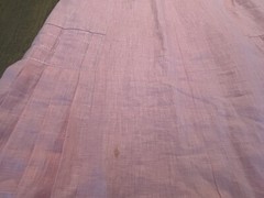 ANN TAYLOR 100% Linen Pleated Lined Midi Dress 0 Petite Lace Neckline