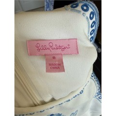 Lilly Pulitzer Blue White Embroidered Scallop Trim Shift Dress