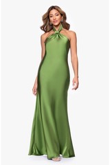 Betsy & Adam Green Halter Gown Draped Neck Formal Evening Dress Women&rsquo;s 14