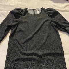 H&M Black and White Puff Sleeve Dress Polka Dot Size Medium H&M Long Sleeve – E