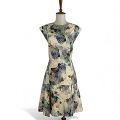 Rebecca Taylor Enchanted Gardens Dress Women&rsquo;s 12 Floral Crew Neck Cap Sleeve