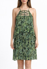 BCBGMAXAZRIA Kaia Cocktail Silk Party Dress Green Halter Shift Med NWT $278