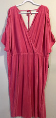 Nine Eight NY 3X shocking pink raw hem dolman sleeve surplice midi dress