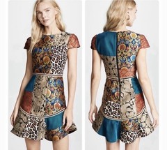 Alice + Olivia Rapunzel Patchwork Fit & Flare Mini Dress. Women’s 4. EUC