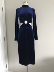 NWT RONNY KOBO VELOUR CUT OUT REVOLVE MIDI COBALT RING CHRYSSA DRESS SIZE M