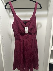 New INC Women Sleeveless Surplice Mini Dress Burgundy Blackberry Pie Size Small