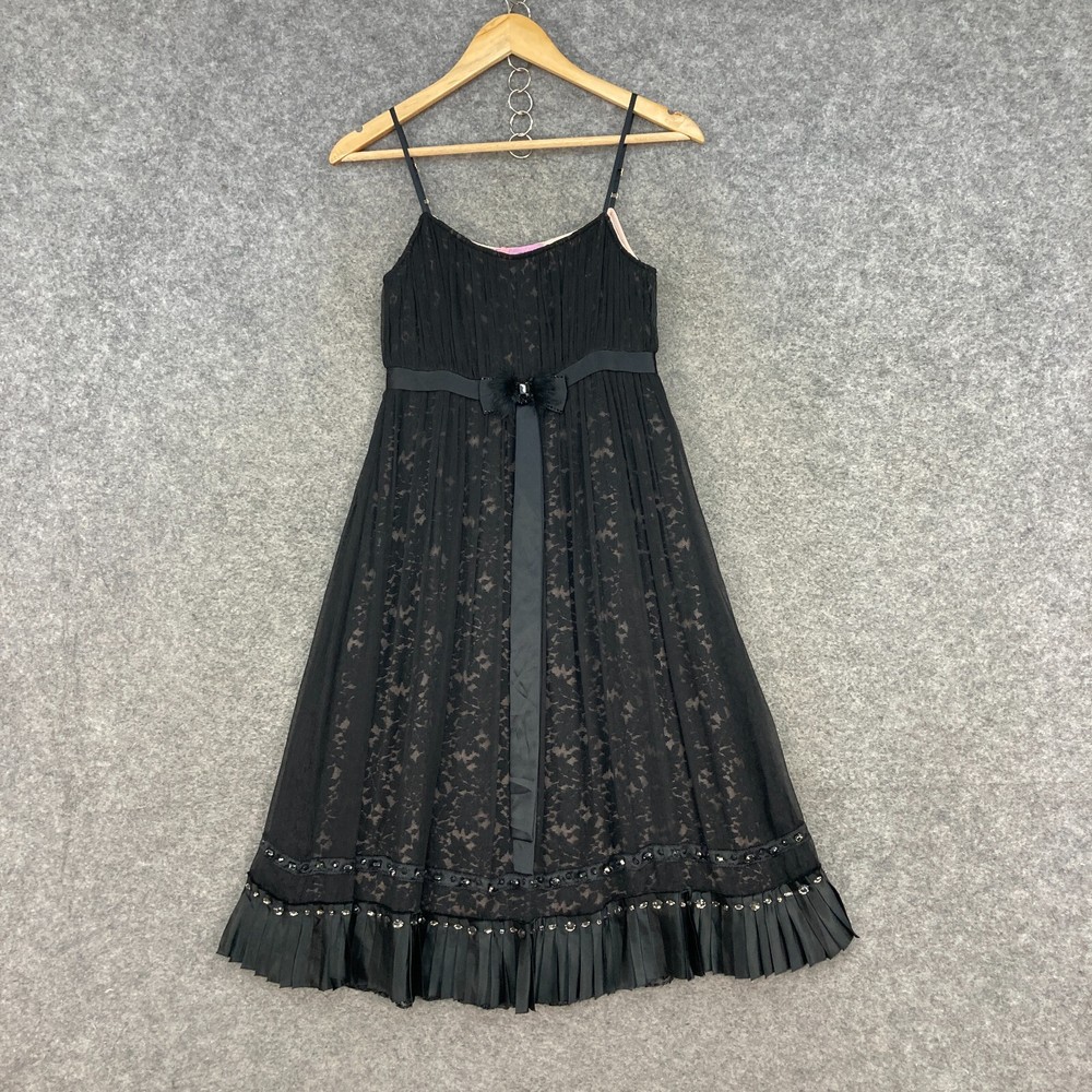 Moiselle Womens Dress Size UK 8 Black Mulberry Silk A-Line Sleeveless 34925