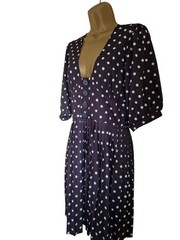 Asos Design Black and White Polka Dot Knee Length Dress Size 10