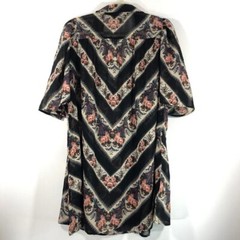 New ASOS Floral Stripe Print Puff Sleeve Sheer Mini Dress Black Multi Size 8