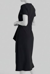 DKNY Womens Black Surplice Neck Embellished Scuba Dress Size 14