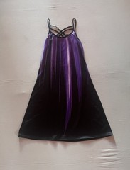 Simple Black and Purple Fit and Flare Dress Halloween Casual Polyester Elastane