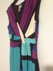 Rabbit Rabbit Rabbit Designs Jade & Purple Geometric Twist-Front DressSz 8