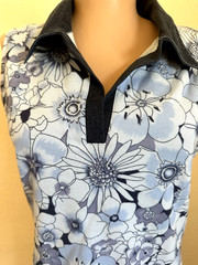 Vintage Talbots Petites Blue Floral Polo Dress M Cotton Sleeveless Preppy Golf