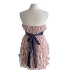 JUMP GIRL Strapless Ruffle Mini Dress Womens Sz 6 Blush Pink Grey Sash Fairy